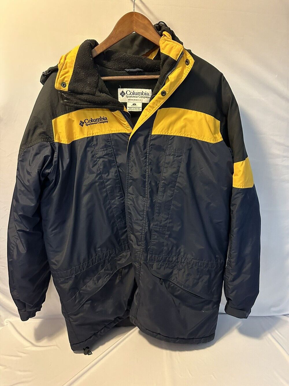 Columbia Sportswear Large Tall Blue Yellow Rain Winter Coat Jacket